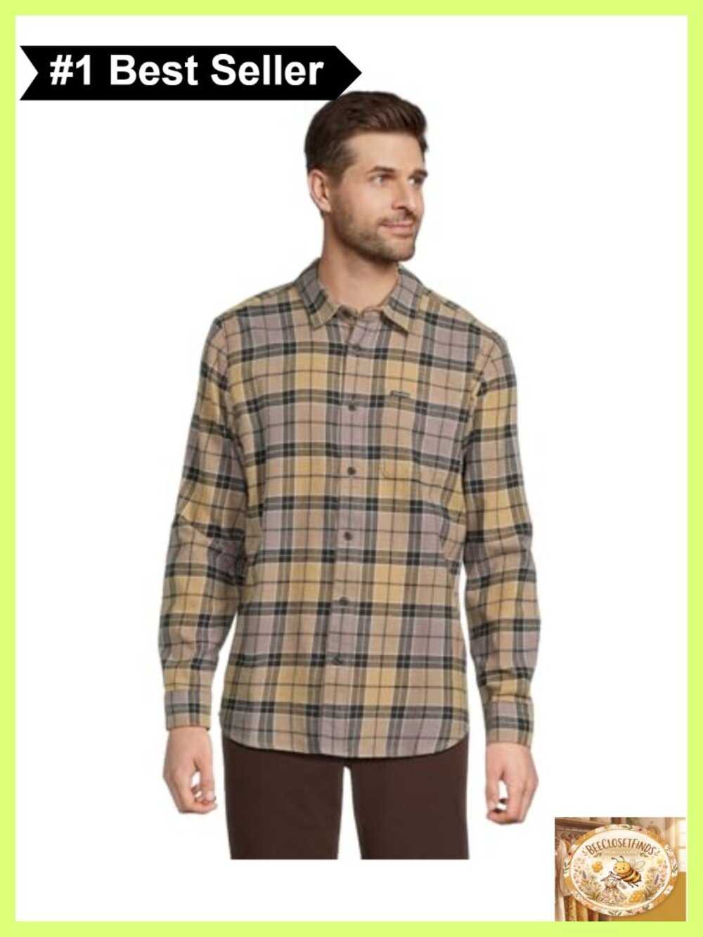 Men's Classic Fit Plaid Long Sleeve Flannel Shirt Button-Down